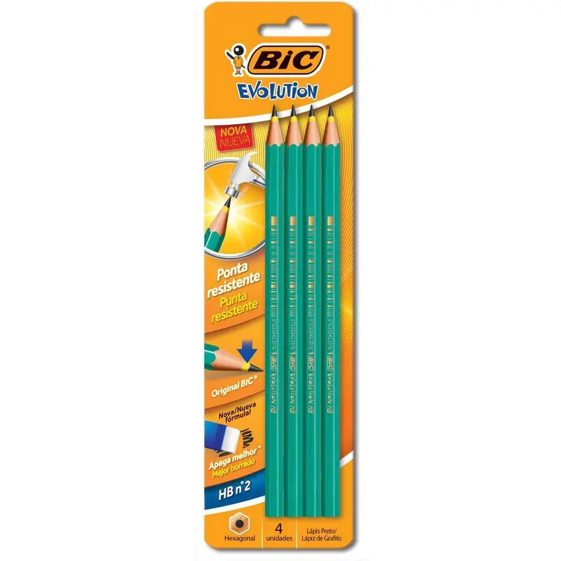 Lápiz grafito 4 unidades Evolution Bic