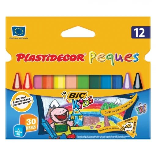 Ceras Peques Triangular Bic Plastidecor 12 ud