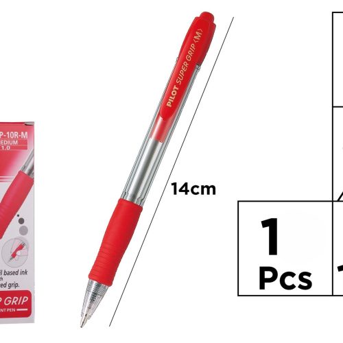 Boligrafo pilot super grip retractil sujecion de caucho tinta base de aceite ROJO