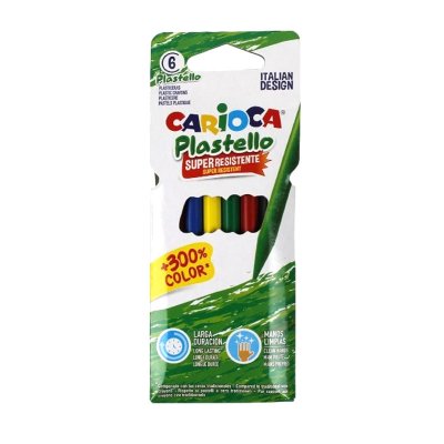 LÁPICES DE CERA DURA CARIOCA PLASTELLO 6 COLORES SURTIDOS
