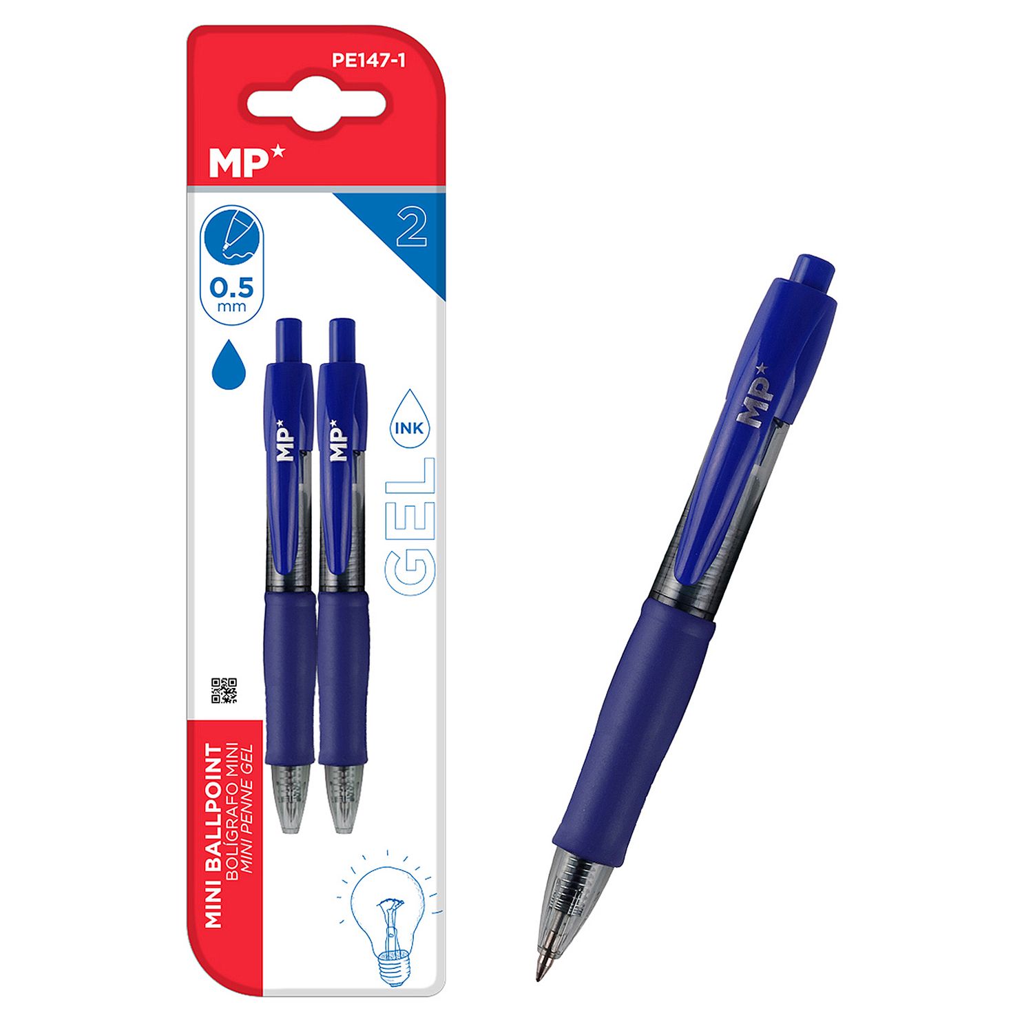 Bolígrafos Gel Mini Punta 0.7 Mm 2 Uds. Color: Azul