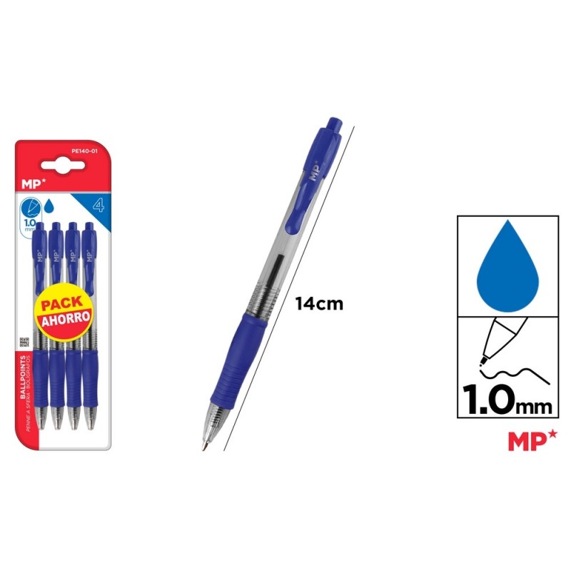 Boligrafos punta 1.0mm 4uds