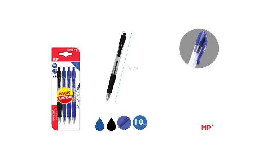 Boligrafos punta 1.0mm 4uds