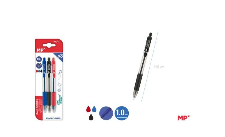 Boligrafo easy grip1.0mm 3uds