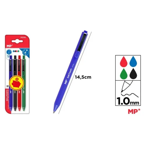 Boligrafo Textura Suave 1.0mm 4uds