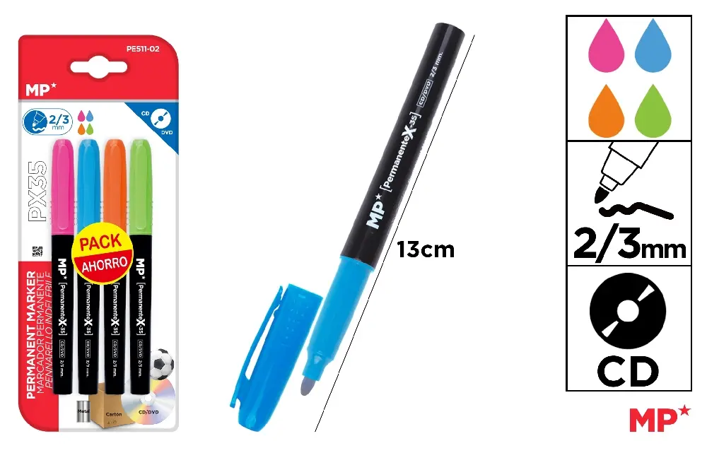 MARCADOR PERMANENTE 4 Uds. PACK AHORRO