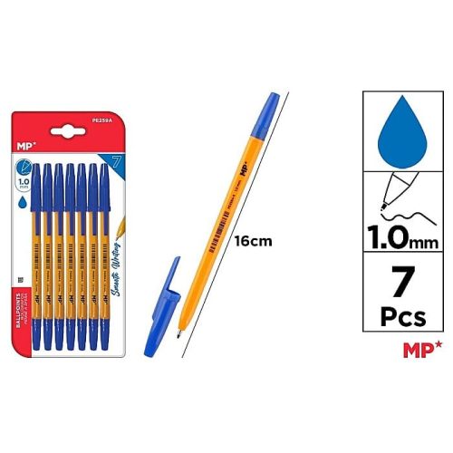 BOLIGRAFOS AZUL SOFT PUNTA 1.0MM 7UDS H32 - H33