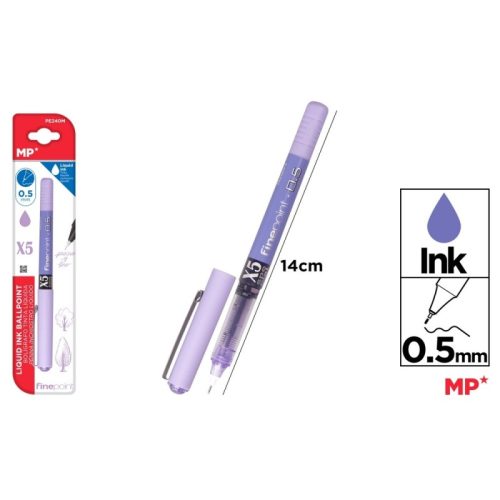 Boligrafo tinta liquida punta aguja morado