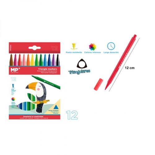 Set 12 Rotuladores Triangulares de punta resistente - Rotuladores infantiles