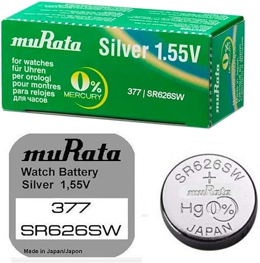 MURATA 377 SR626 AG4 SR626SW Óxido Plata 0% Mercury Pilas de Reloj