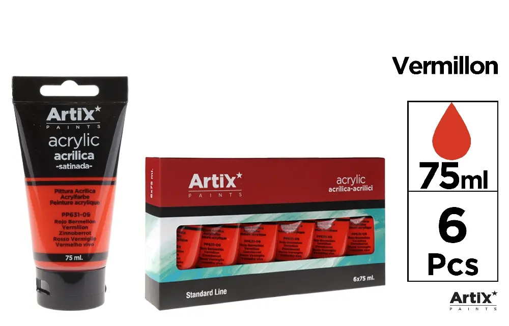 PINTURA ACRÍLICA ROJO BERMELLÓN 75 ml PP631-09 1UNIDADES