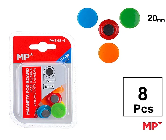 IMÁN PIZARRA FLUORESCENTE 20 mm 8 Uds..