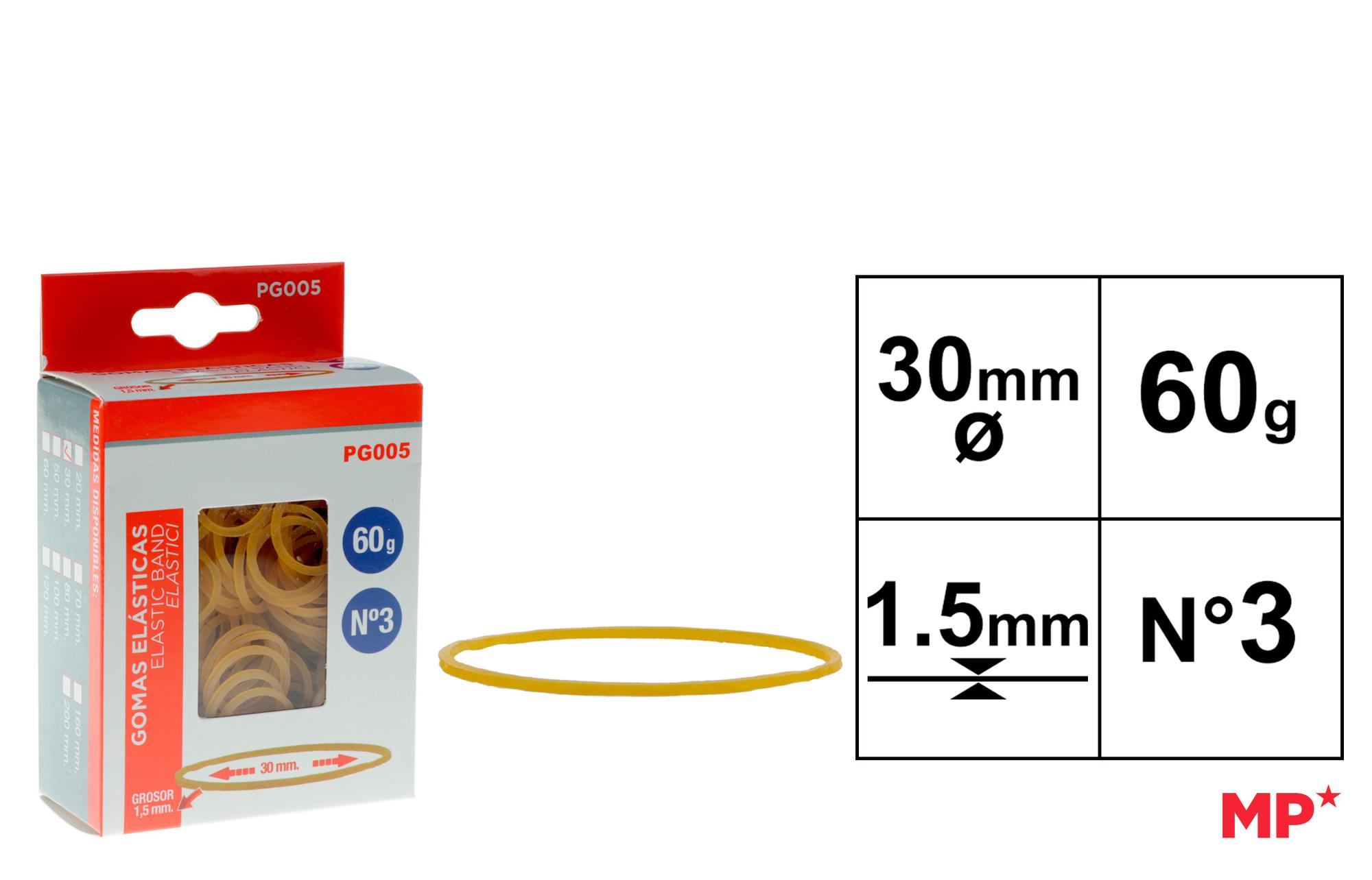 GOMAS ELÁSTICAS 60 g 30 x 1.5 mm.