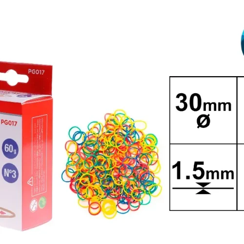GOMAS ELÁSTICAS COLOR 60 g 30 x 1.5 mm.