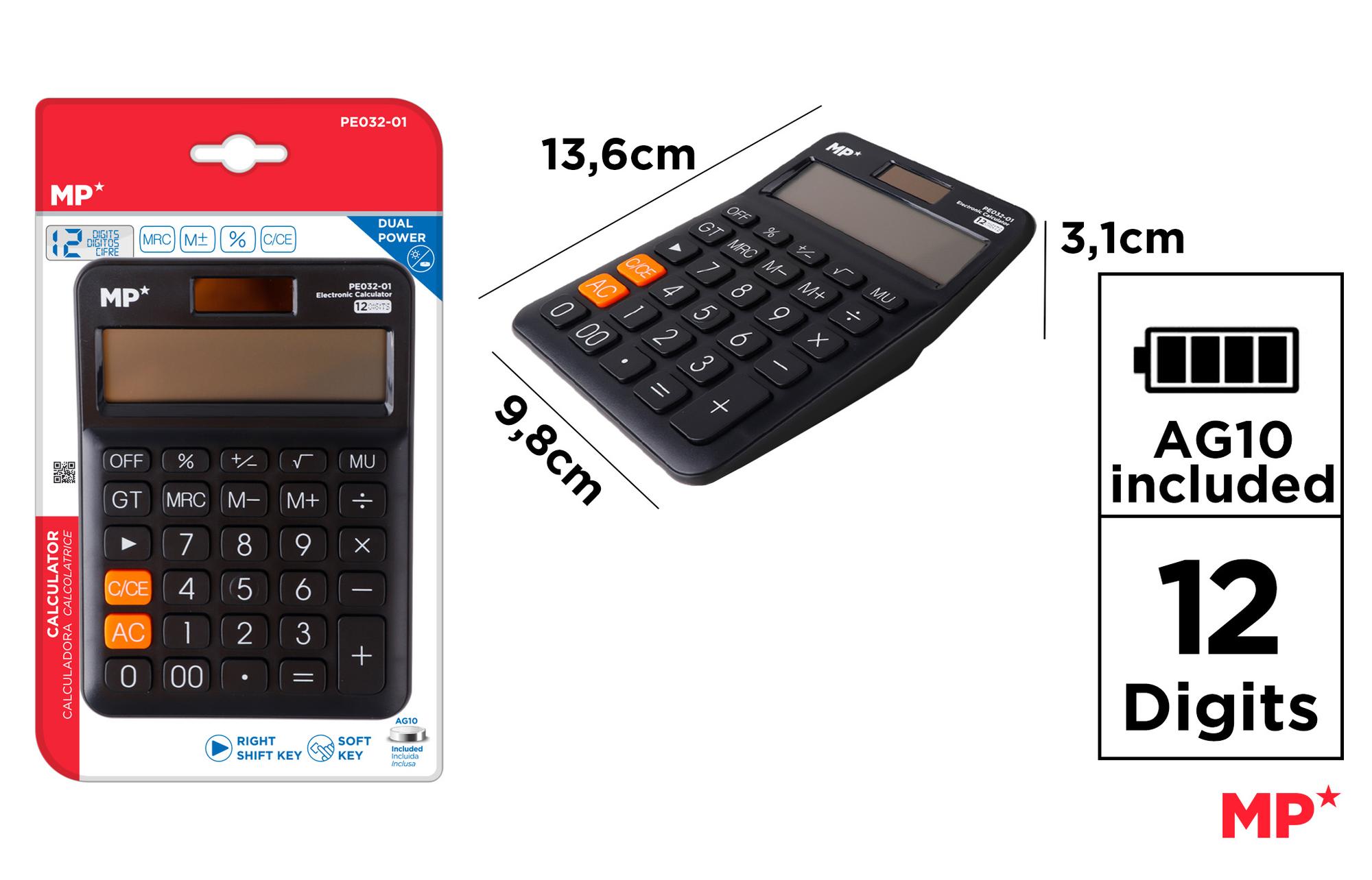 CALCULADORA SOLAR Y PILAS NEGRO.