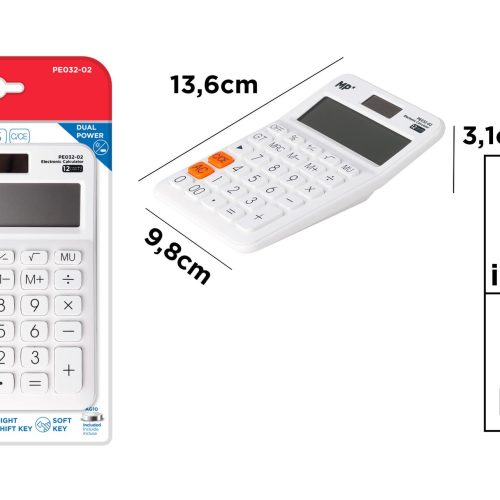 CALCULADORA SOLAR Y PILAS BLANCO.