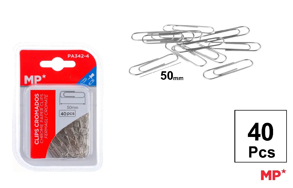 CLIPS NIQUELADOS 50 mm 40 Uds..