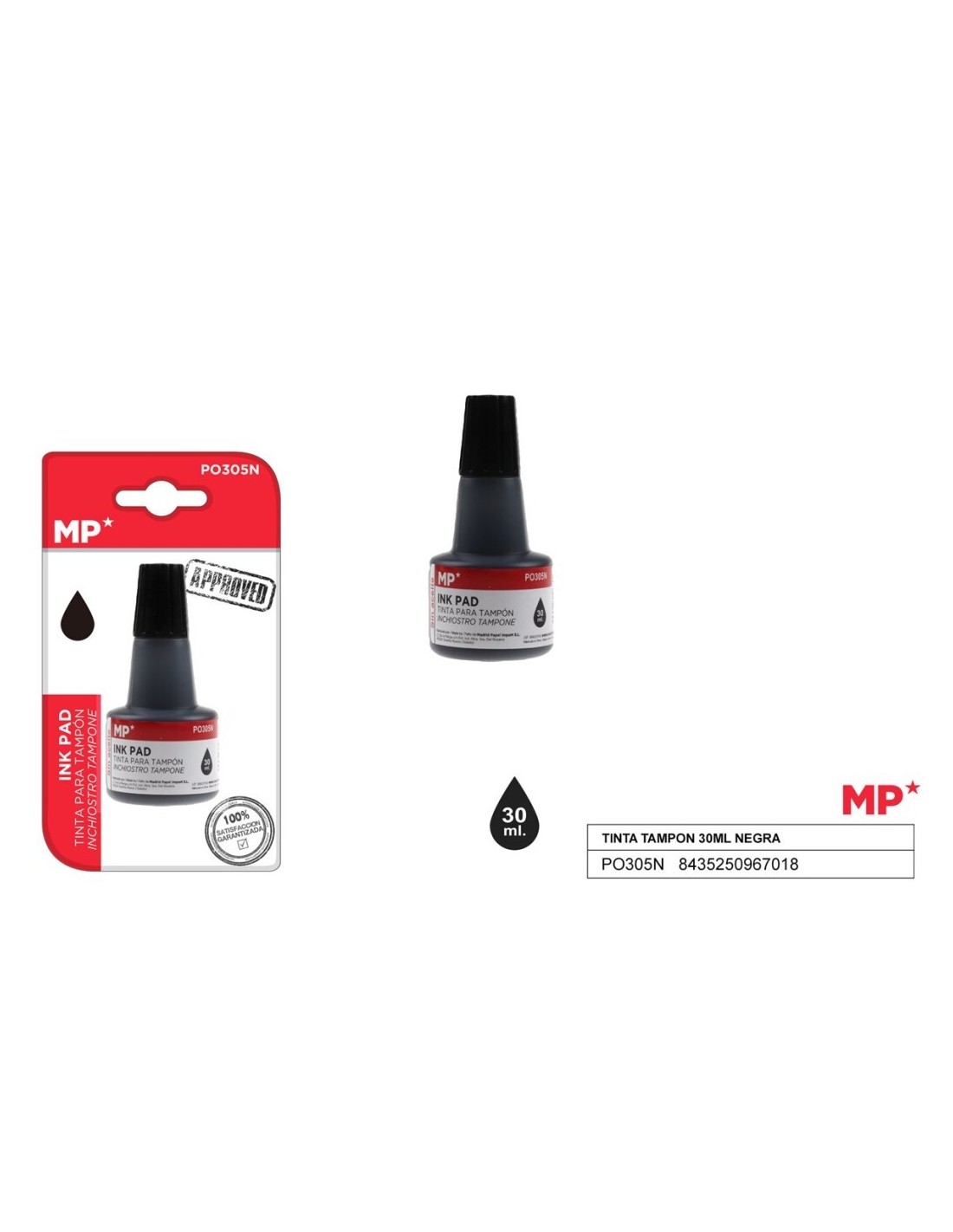 Tinta para tampón (sellos) negra